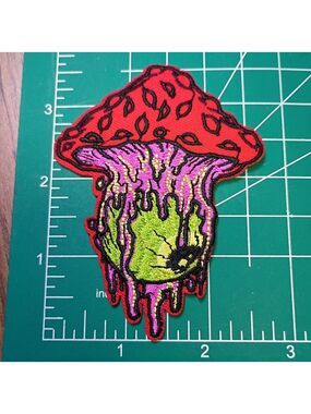 2/$10 Trippy Eyeball Colorful Mushroom Patch